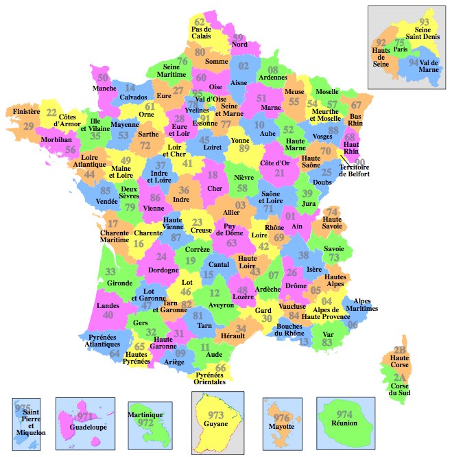 Carte de départements français